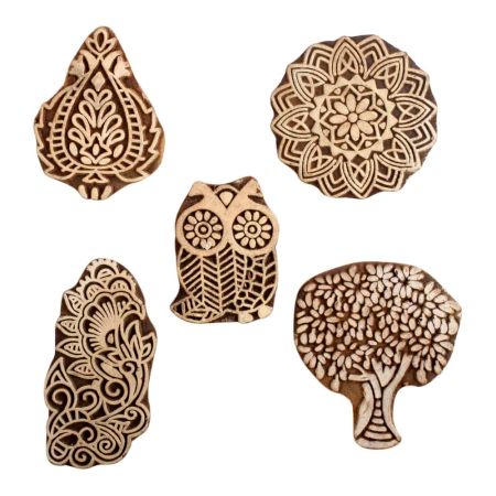 Set of 5 Piece New Mix Wooden Printing Block